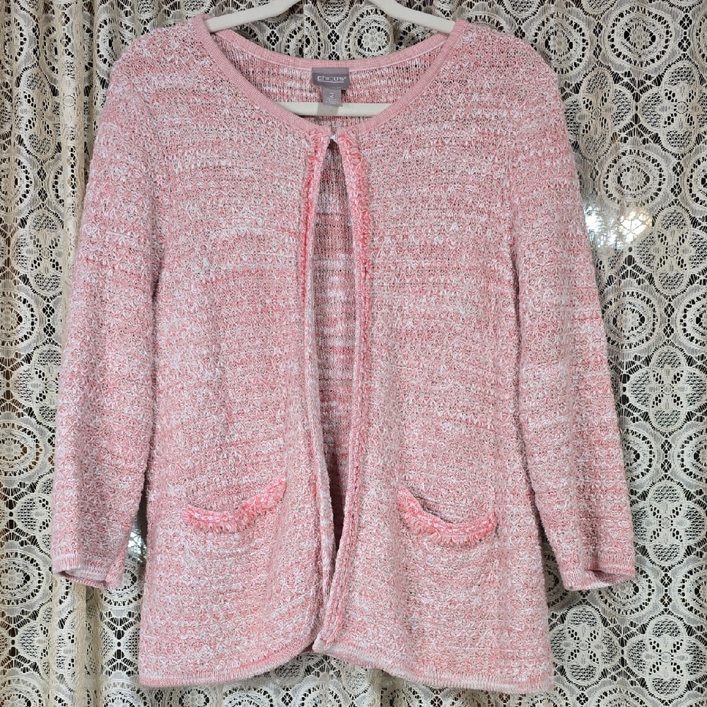 Chico's Blush Pink Textured Cardigan